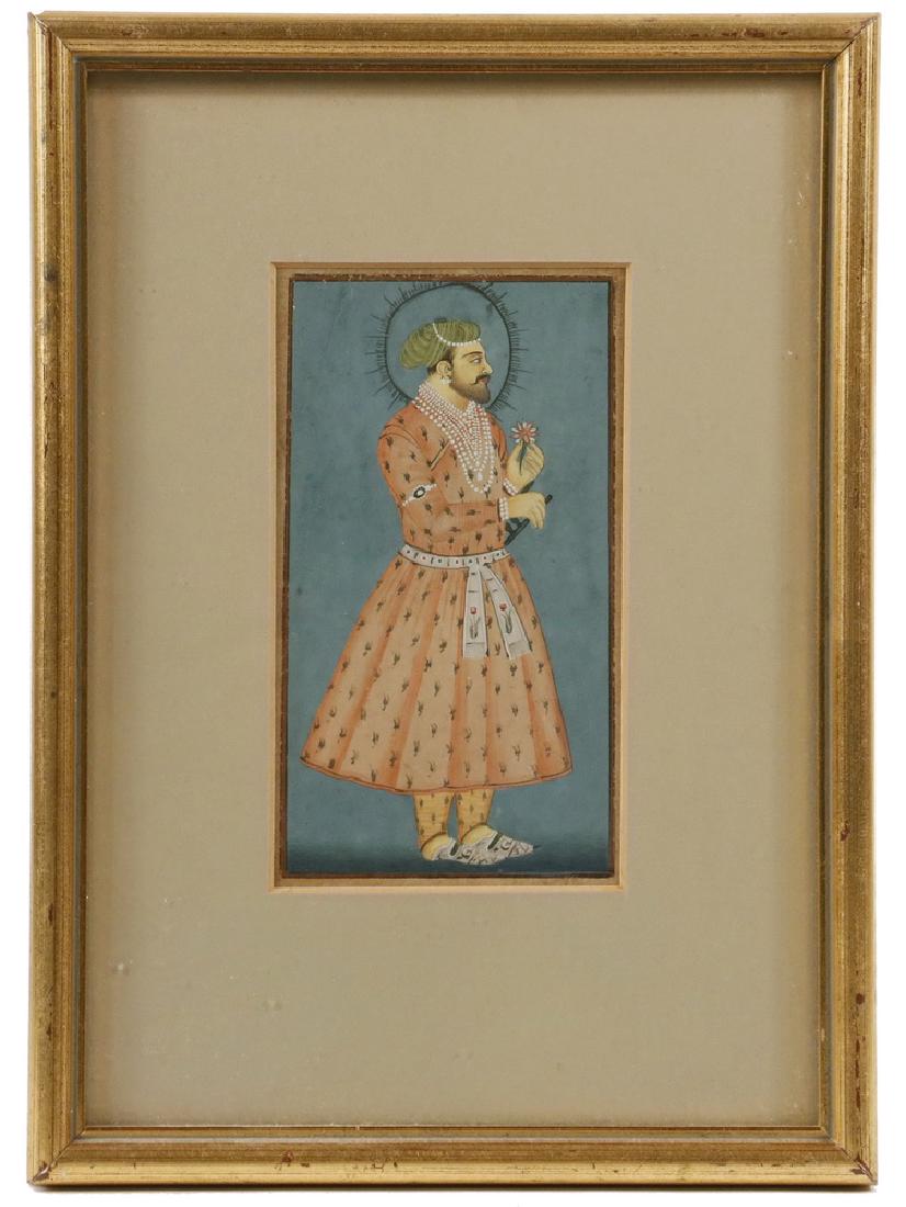 MUGHAL PORTRAIT PAINTING: 18th c. Full-length Portrait of the courtier Iltifat Khan, Chief of the Eunuchs and Treasurer to Shah Jahan, fifth Mughal Emperor (1592-1666), probably after the ca. 1640 self-portrait now in the Ashm