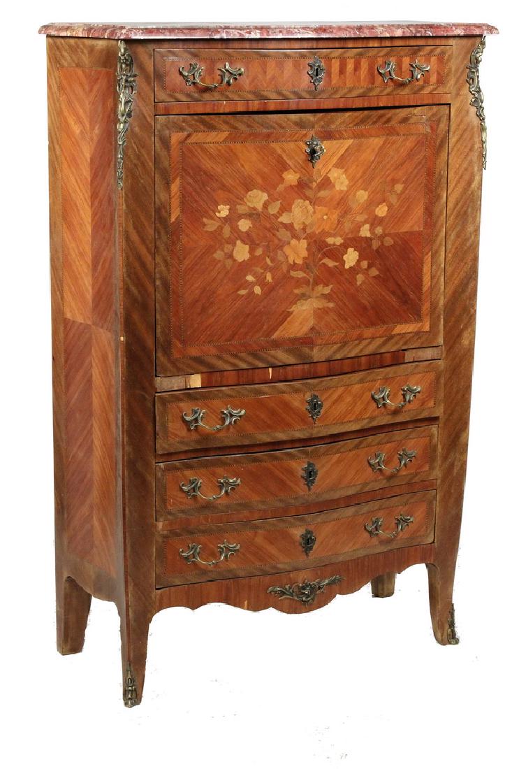 1920S CUSTOM FRENCH MARBLE TOP FALL FRONT DESK (1 of 5)