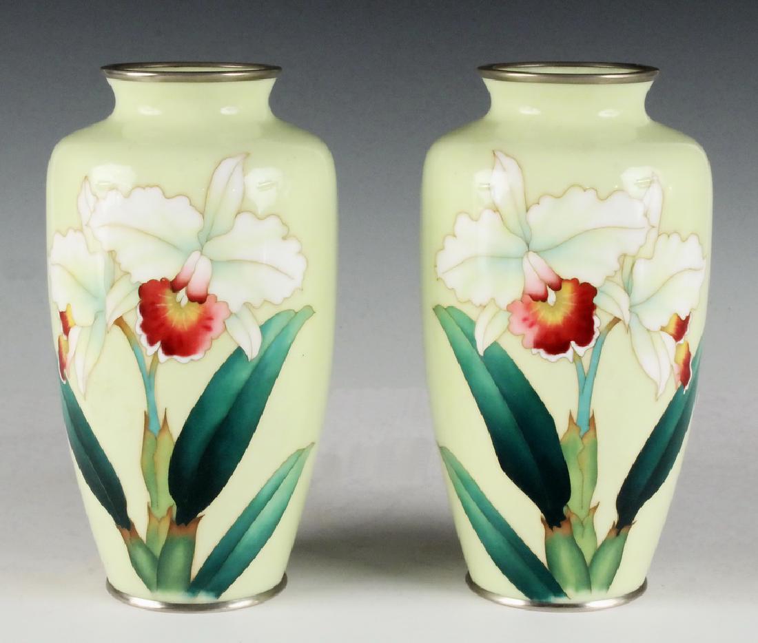 PAIR JAPANESE ANDO CLOISONNE VASES (1 of 4)
