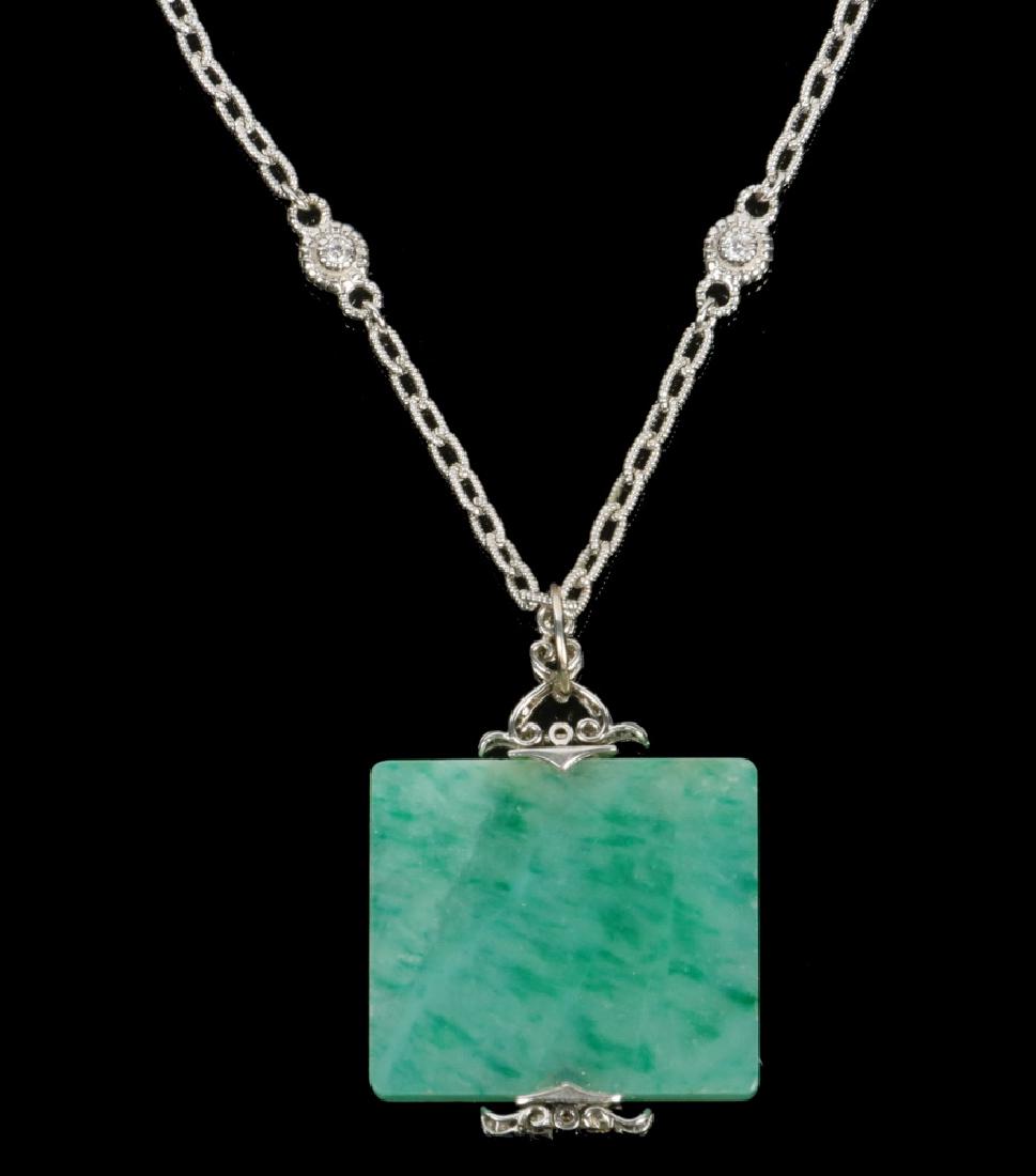 JADE PENDANT ON 14K WHITE GOLD PLATE CHAIN BY JUDITH (1 of 1)