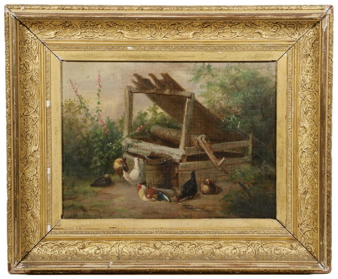 19TH C. AMERICAN BARNYARD GENRE SCENE (1 of 5)