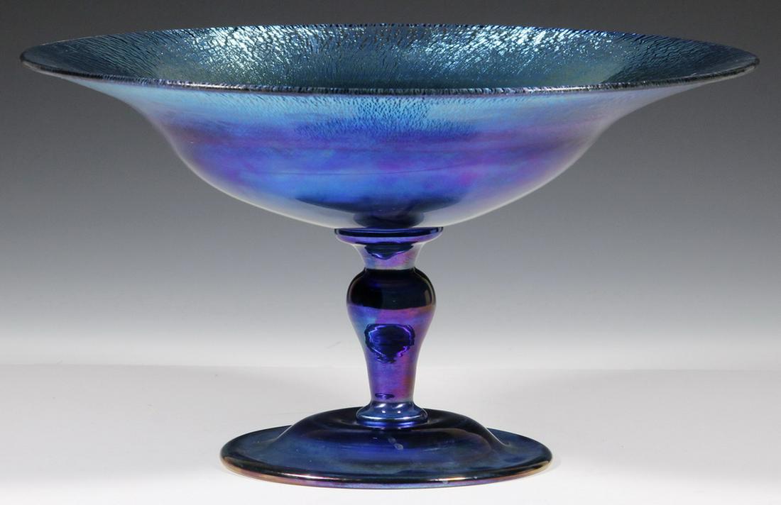 TIFFANY FAVRILE IRIDESCENT BLUE COMPOTE (1 of 6)