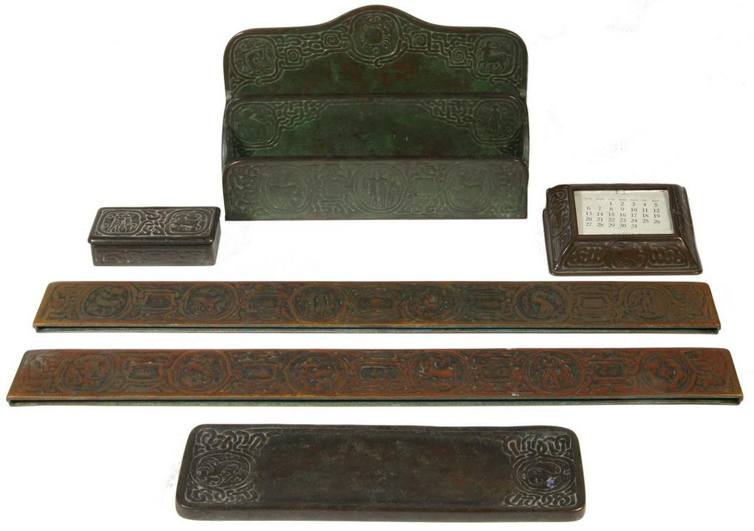 (5 PC) TIFFANY STUDIOS ZODIAC DESK SET (1 of 6)