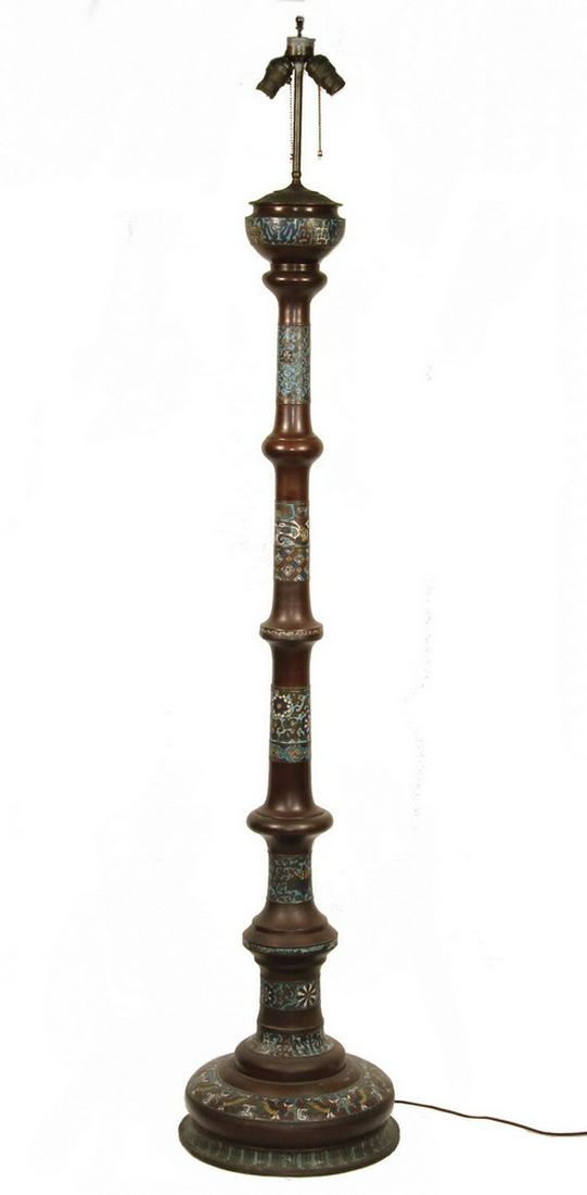 CHINESE CHAMPLEVE BRONZE FLOOR LAMP (1 of 7)