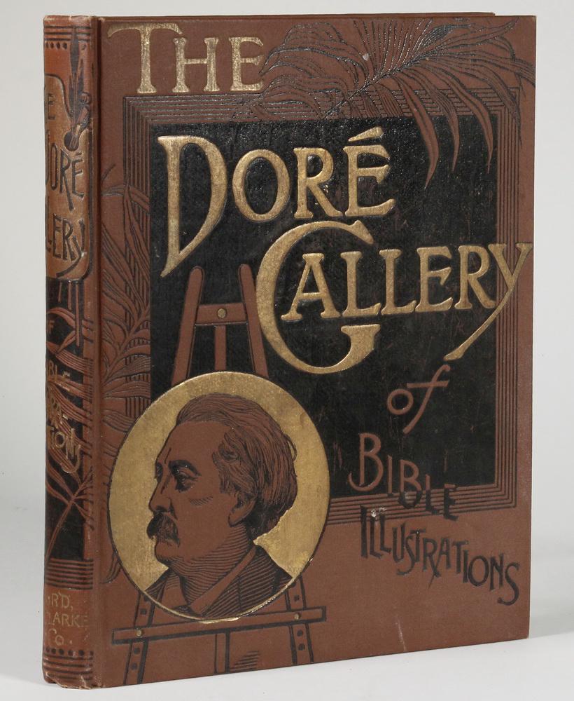 GUSTAVE DORE ILLUSTRATED BOOK: "The Dore Bible Gallery: Containing one Hundred Superb Illustrations and a Page of Explanatory Letter-press Facing Each", Chicago, Bedford-Clarke Co., Publishers, 1890. Brown cloth covers with gilt an