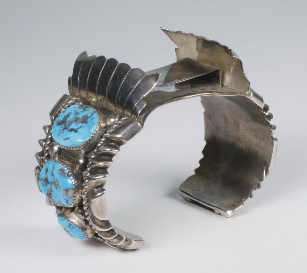 NATIVE AMERICAN WATCH BAND W/TURQUOISE BY WILSON BEGAY (1 of 3)