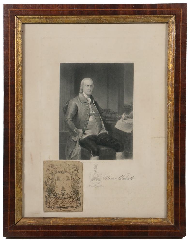 ENGRAVING OF OLIVER WOLCOTT, WITH HIS AUTOGRAPHED (1 of 2)
