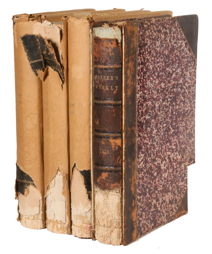 (4 VOLS) BOUND HARPER'S WEEKLY, YEARS 1861-63 & (1 of 2)
