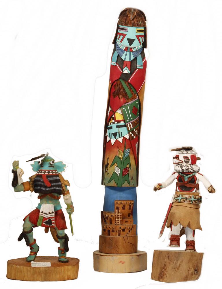 (3) CARVED WOODEN KACHINA DOLLS (1 of 6)