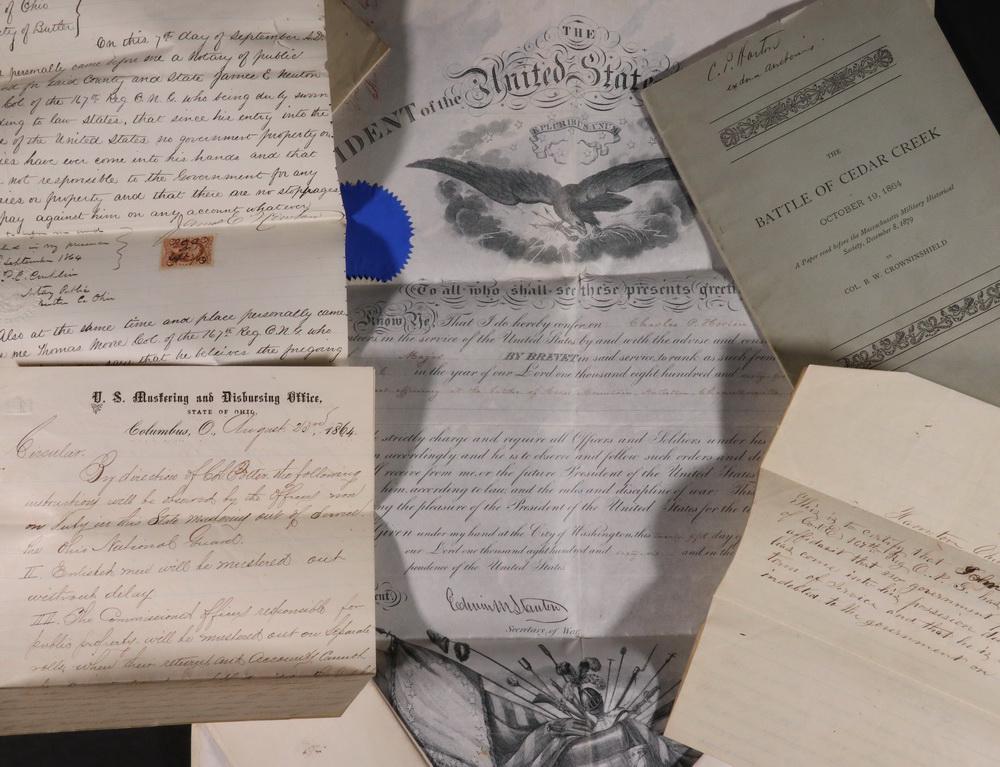 PAPERS OF CAPT. CHARLES P. HORTON (1832-1914), 24TH: Many from his liaison to Cincinnati, Ohio, including: Sworn Statements concerning Government Property from Lt. Col. James E. Newton, 167th Regt ONG, 7 Sept 1864; same from 2nd Lt. Henry C. Gray; same