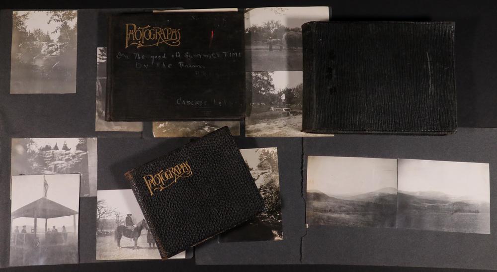 (4) PHOTO ALBUMS PROPERTY OF DR. B.W. ROGERS, EARLY: 1900-1930 albums, one disbound, the others intact, many captions, travel to Florida and west, one of an Upstate NY farm.