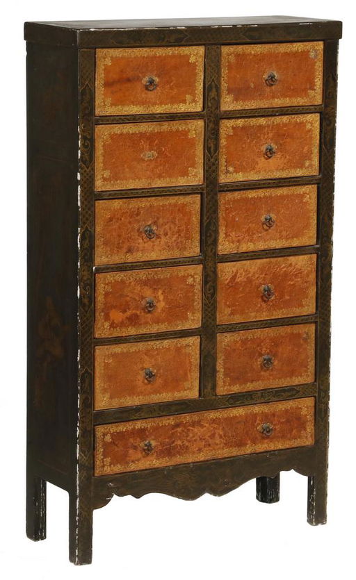 Eleven Drawer Chinoiserie Chest With Leather Front Mar 01 2020