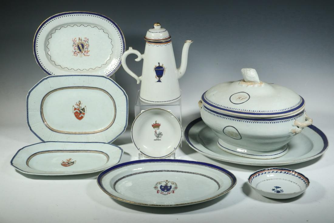 (9 PCS) EARLY CHINESE EXPORT PORCELAIN, MOSTLY ARMORIAL (1 of 7)