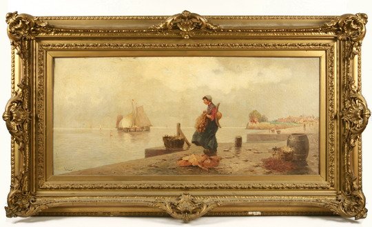 OOC Painting Woman on Stone Pier R Andriz Dutch
