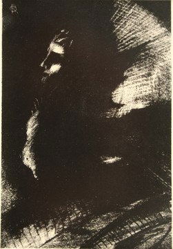 Litho Les Chimeres Odilon Redon French 1889: LITHO - 'Les Chimeres' by Odilon Redon (French, 1840-1910), Chine Colle edition of 150, 1899, catalog no. M.105, monogrammed in image ul, done as the frontis for the book Les Chimeres [The chimeras],