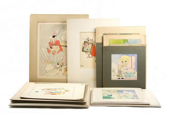 18 Illustrations Nursery Rhymes G Smith Boston: (18) ORIGINAL ILLUSTRATIONS - Children's Nursery Rhymes by Gordon Smith, Staff Illustrator, Editorial Cartoonist, Art Editor & Art Director of the Boston Sunday Post, on board, ranging in size from 10