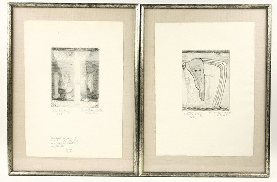 2 Etchings Lenore T Strauss 1968 Artist's Proofs