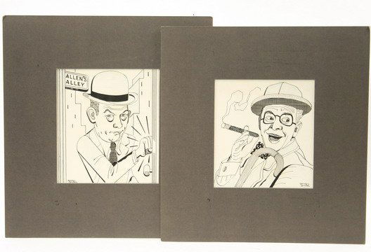 20 Caricatures G Smith J Benny Groucho Durante: (20) CARICATURES - Original Cartoons by Gordon Smith, Staff Illustrator, Editorial Cartoonist, Art Editor & Art Director of the Boston Sunday Post, including: Jack Benny; Groucho, Chico and Harpo Marx