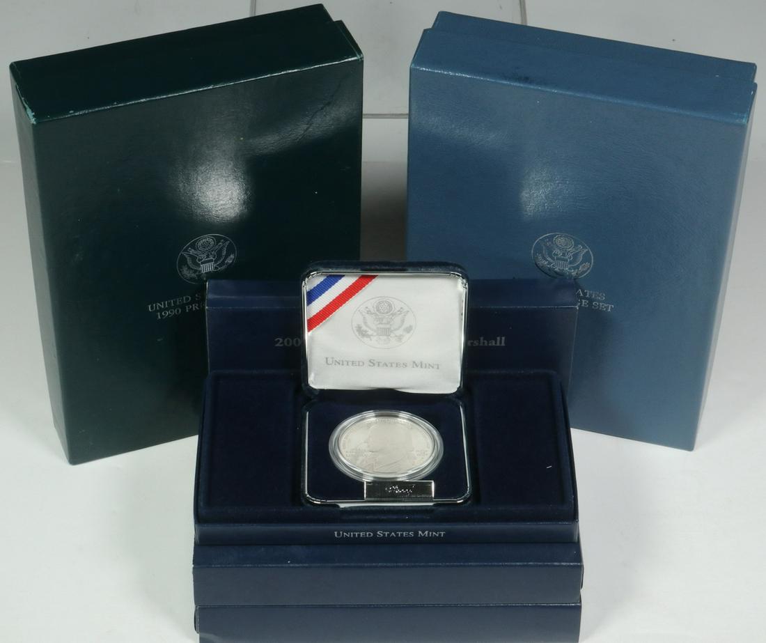 COINS: Lot of the following: (1) 1987 Prestige Proof Set and (3) 2005 John Marshall Silver Dollars, Proofs.