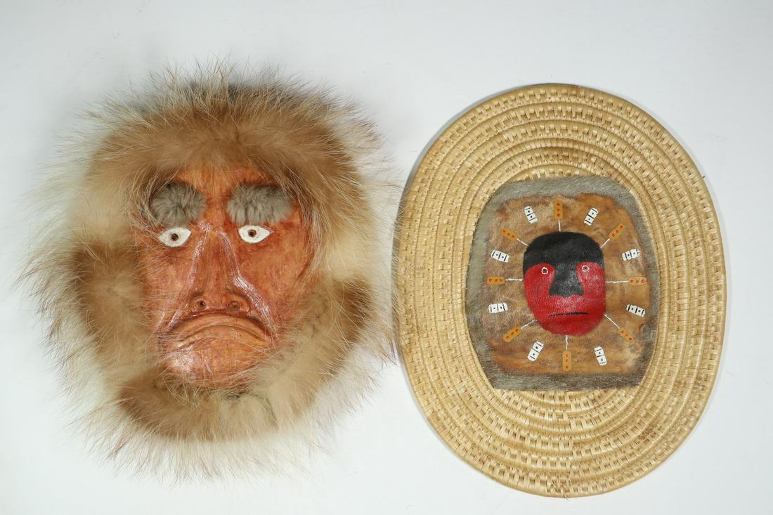 LATE 20TH C. ESKIMO WOODEN MASK, SCAMMON BAY; PLUS (1 of 3)