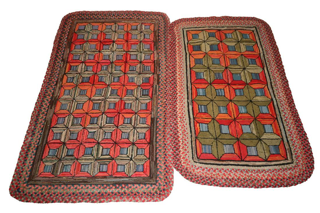 (2) BRAIDED EDGE HOOKED RUGS - 39" x 64 1/2" & 42 1/4" (1 of 4)