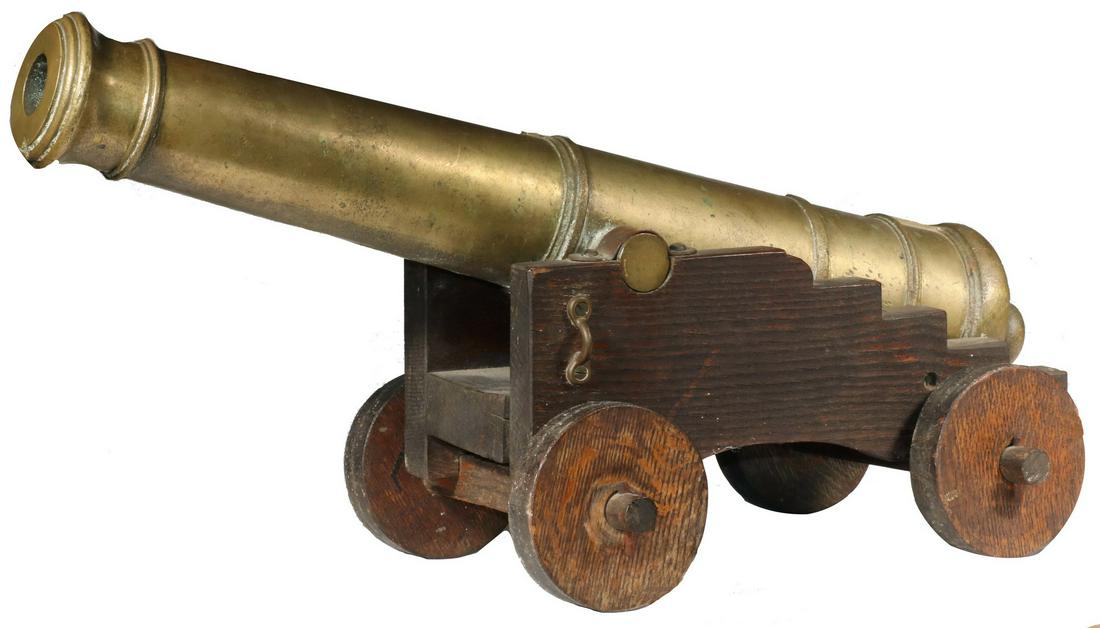 REPLICA NAVAL CANNON ON CARRIAGE (1 of 4)