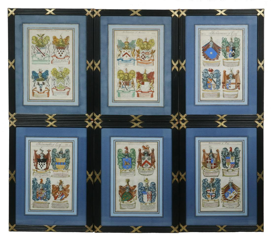 (SET OF 6) FRAMED ENGLISH HERALDIC ENGRAVINGS BY JOHN (1 of 8)