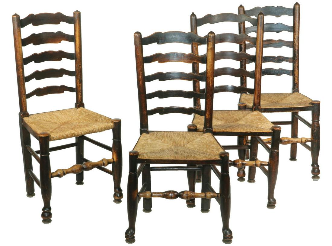 (4) ENGLISH LADDERBACK SIDE CHAIRS (1 of 2)
