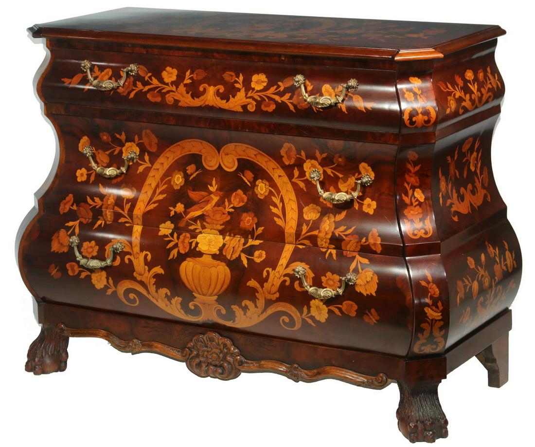 MARQUETRY INLAID BOMBE CHEST (1 of 4)