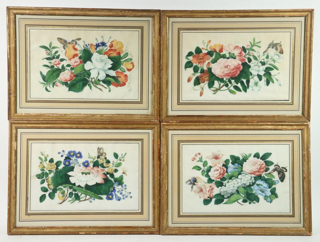 (8) 19TH C. CHINESE FLORAL PITH PAINTINGS (1 of 1)