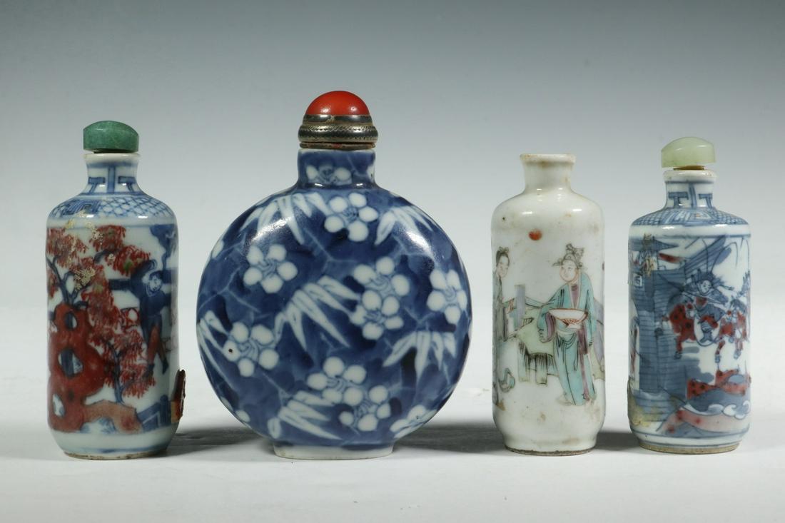 (4) CHINESE PORCELAIN SNUFF BOTTLES (1 of 3)