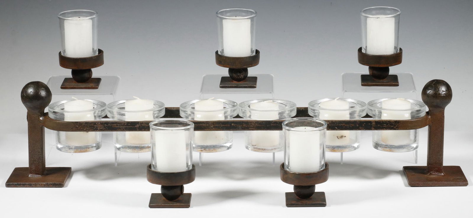 (6) JAN BARBOGLIO IRON VOTIVE CANDLE STANDS PLUS GLASS (1 of 2)