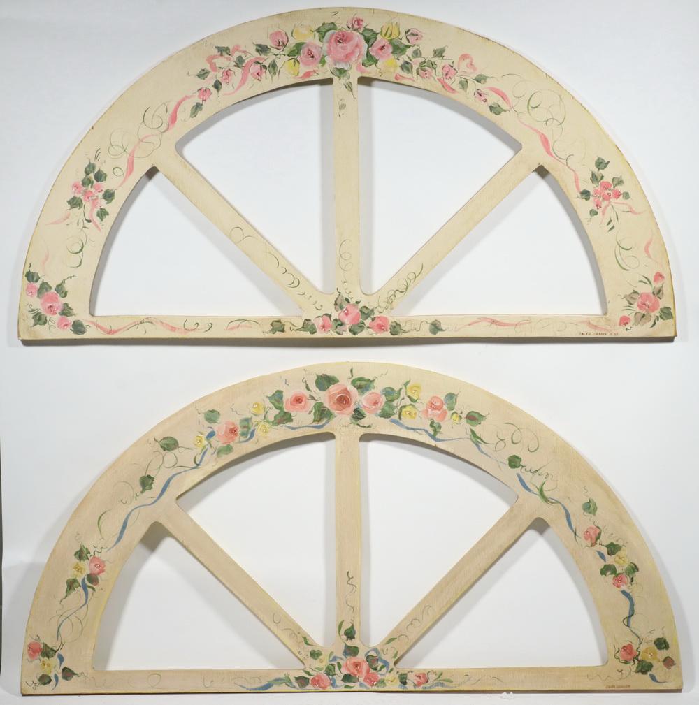 FOLK ART PAINTED FAUX WINDOW LUNETTES (1 of 3)