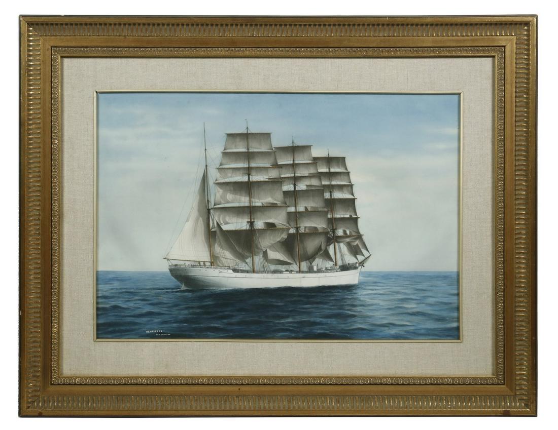 WINDJAMMER SAILING SHIP PORTRAIT SIGNED 'H. SHIMIDZU' (1 of 3)