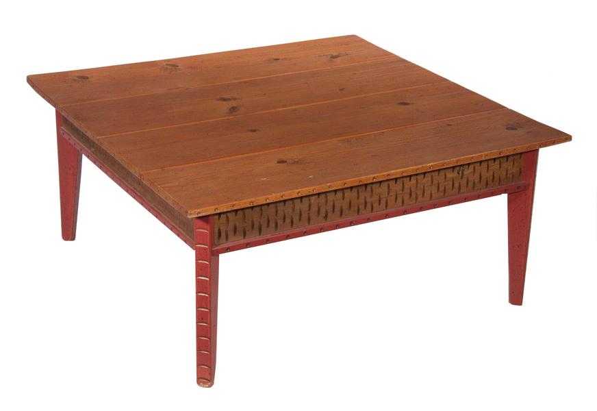 CONTEMPORARY FOLK ART LOW SQUARE COFFEE TABLE (1 of 3)