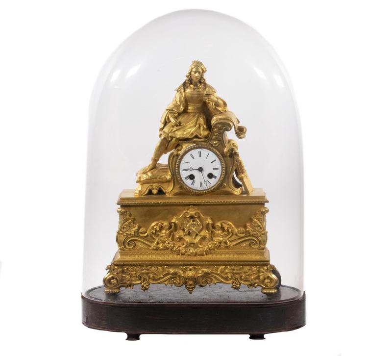 FRENCH BRONZE MANTEL CLOCK WITH DOME (1 of 6)