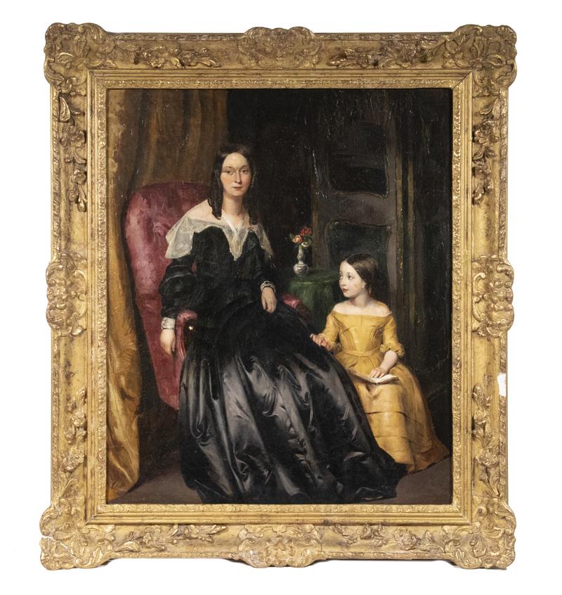 ENGLISH EARLY VICTORIAN PORTRAIT OF A MOTHER AND (1 of 3)
