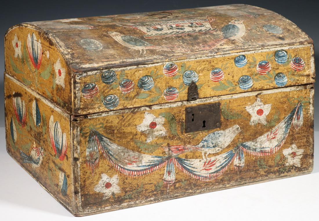 EARLY PAINT DECORATED DOME TOP BOX (1 of 7)