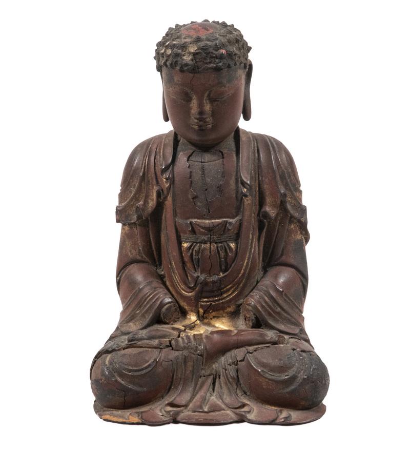 CHINESE CARVED WOODEN BUDDHA (1 of 7)