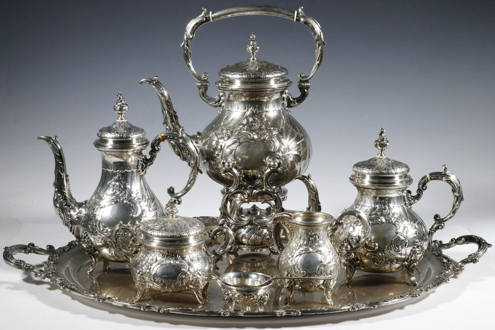 (8 PC) H. MEYEN GERMAN SILVER COFFEE & TEA SERVICE (1 of 20)