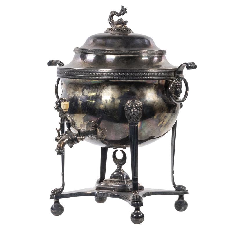 EGYPTIAN MOTIF SILVER-PLATE SAMOVAR (1 of 5)