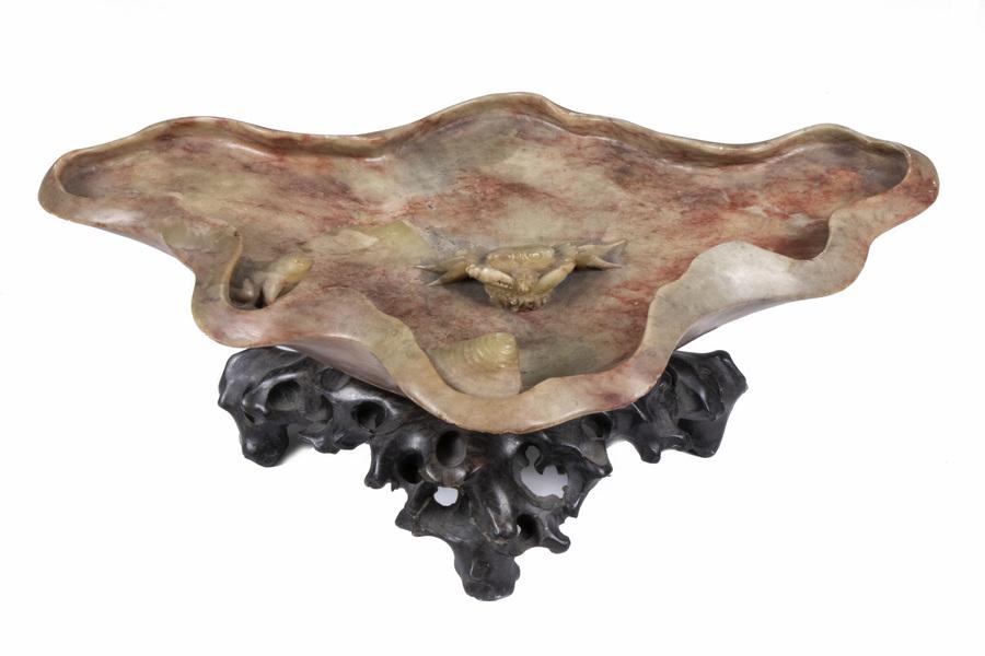 MEIJI PERIOD SOAPSTONE BASKET ON STAND (1 of 4)