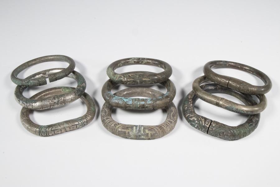 (9) ANCIENT CHINESE SILVER BRACELETS (1 of 1)