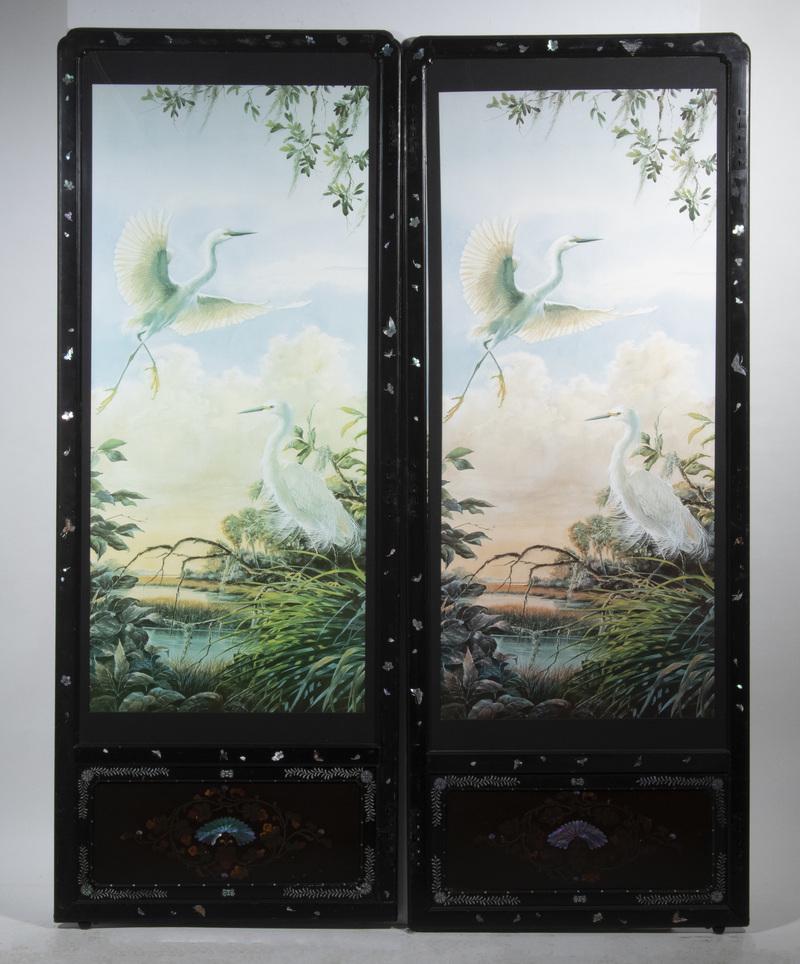 PR OF FAUX PAINTED CHINESE PANELS IN LACQUER FRAMES (1 of 3)