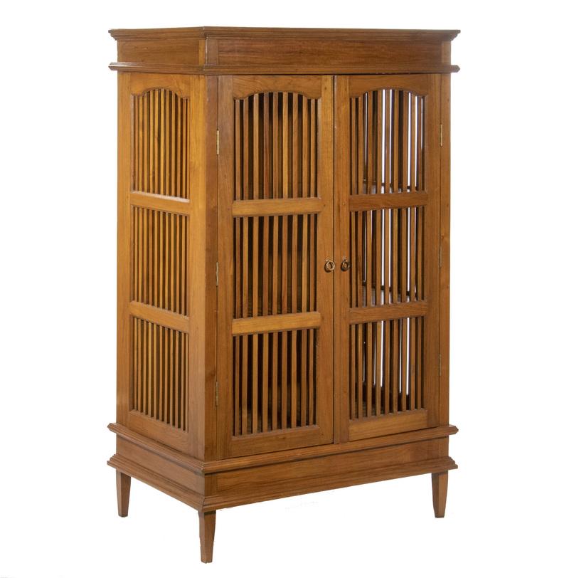 CONTEMPORARY THAI TEAK SLOTTED CUPBOARD (1 of 4)