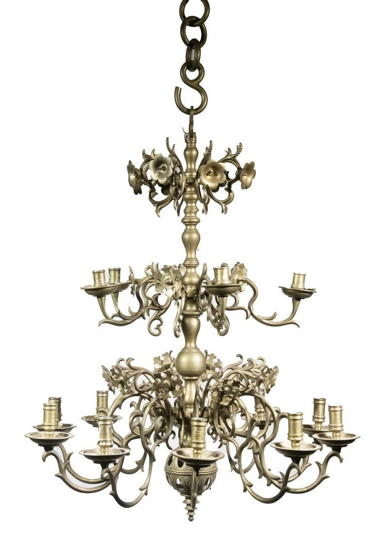 16TH C. SOLID DUTCH BRASS CHANDELIER (1 of 3)
