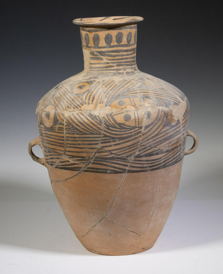 LARGE NEOLITHIC CHINESE CLAY POT, REASSEMBLED (1 of 5)
