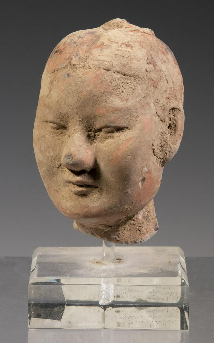 CHINESE HAN DYNASTY CLAY SOLDIER HEAD (1 of 6)