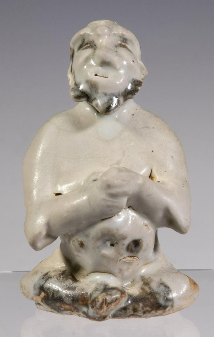 CHINESE HAN DYNASTY (206 BC-220 AD) CELADON FIGURE OF (1 of 5)