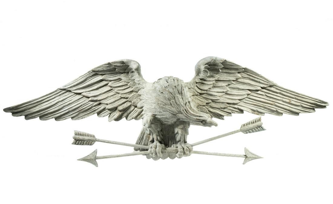 19TH C. CARVED AND PAINTED AMERICAN EAGLE PLAQUE (1 of 3)